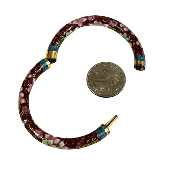 Chinese Export Vintage Cloisonné Red Floral Bracelet With Gold-Tone Accents - Picture 5 of 6